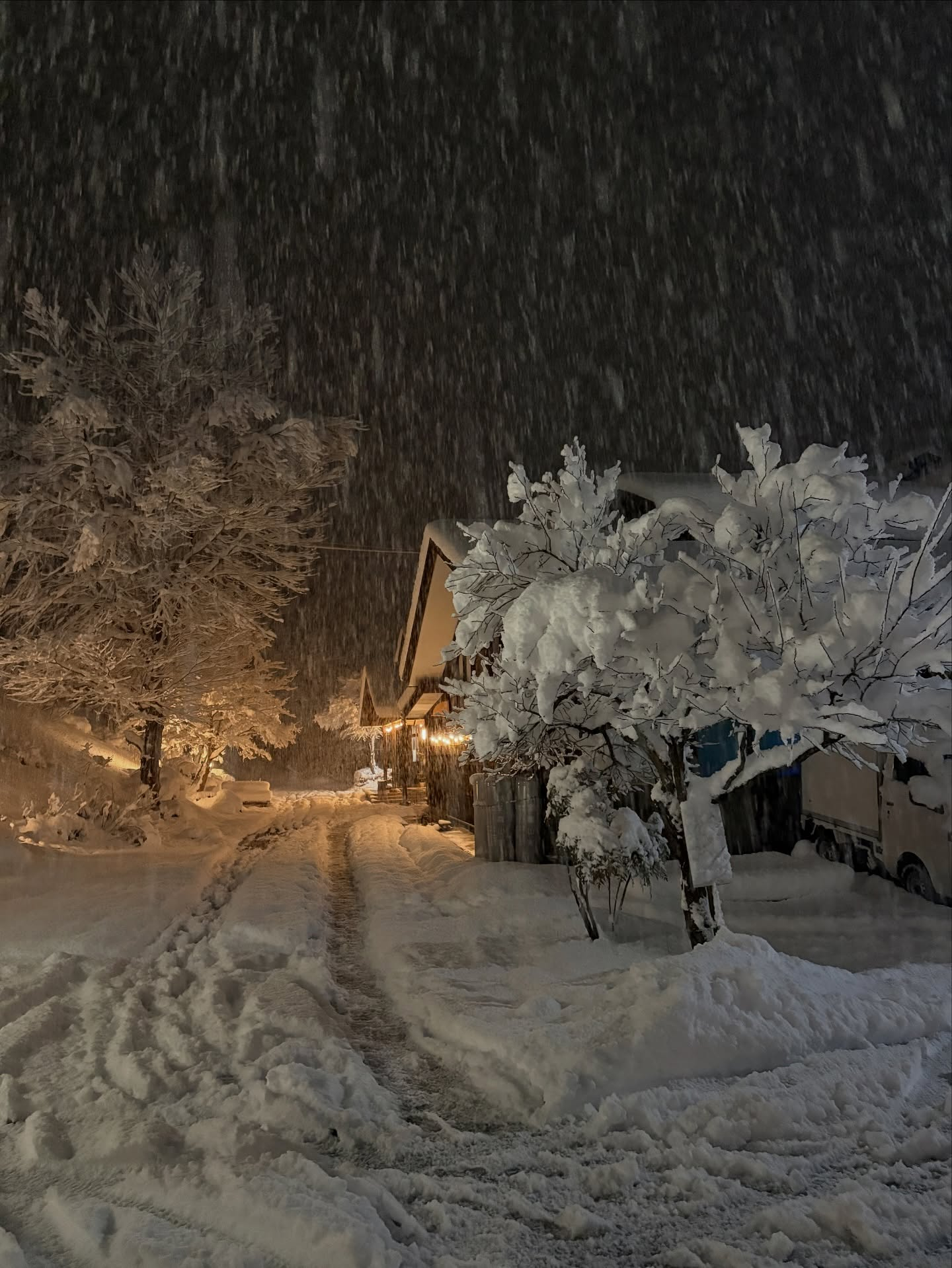 こんばんは⛄️今日は、私が毎日通ってる温泉に、美しい雪が温泉